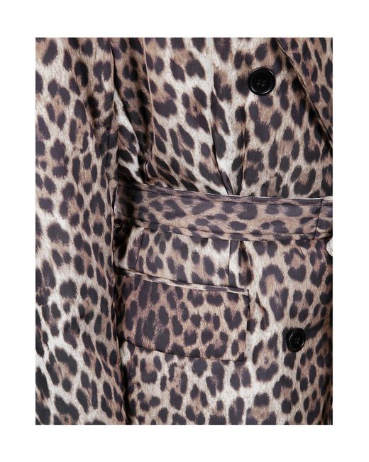 P.A.R.O.S.H. Gray Leopard Printed Double Breasted Coat