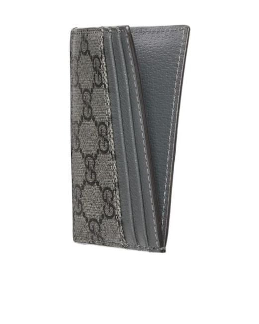 Gucci Gray Ophidia Logo Plaque Card Holder for men
