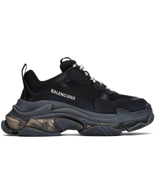 Balenciaga Black Triple S Clear Sole Sneakers