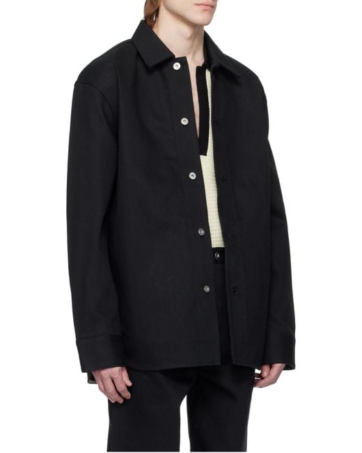 Jil Sander Black Long-Sleeved Denim Shirt for men