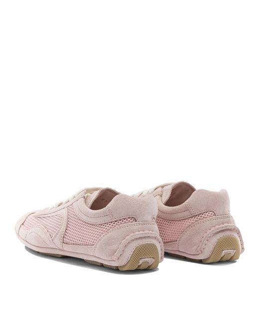 Prada Pink Logo Detailed Low-Top Sneakers