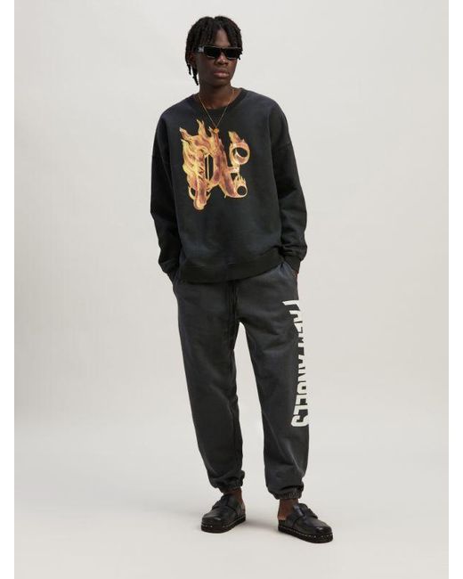 Palm Angels Black Logo Printed Drawstring Sweatpants for men