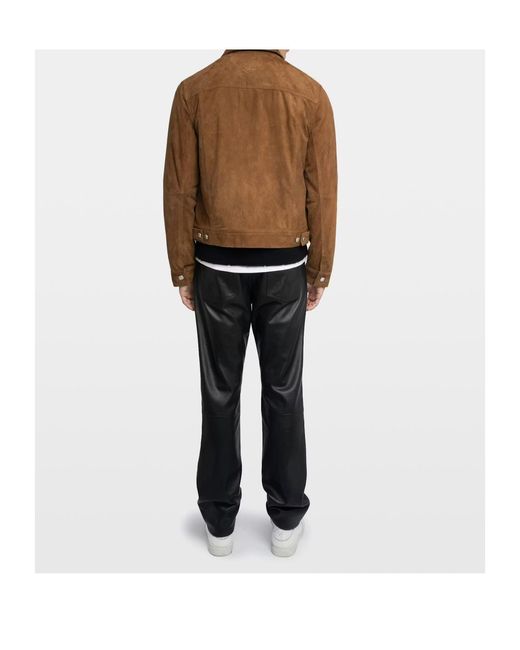 Zadig & Voltaire Brown Button-Fastening Suede Jacket for men