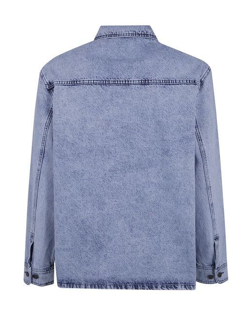 Les Deux Blue Bleached Denim Overshirt for men
