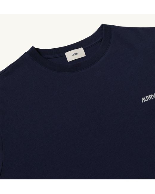 Autry Blue Logo-Embroidered Crewneck T-Shirt for men