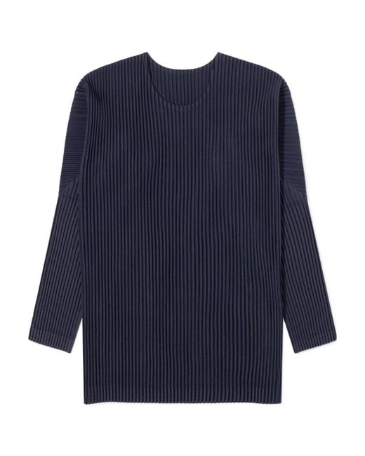 Homme Plissé Issey Miyake Blue Basic Panelled Pleated Sweatshirt for men