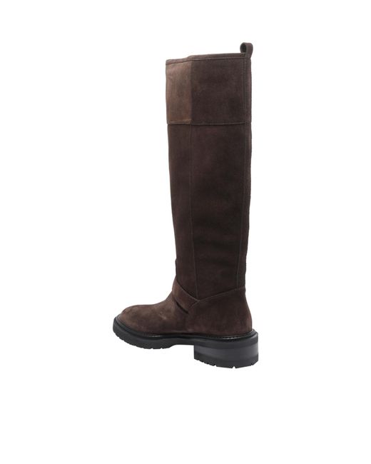 Via Roma 15 Brown Buckled Round-Toe Boots