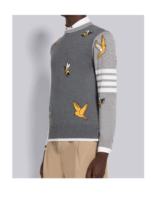 Thom Browne Blue Bar Striped Cardigan for men
