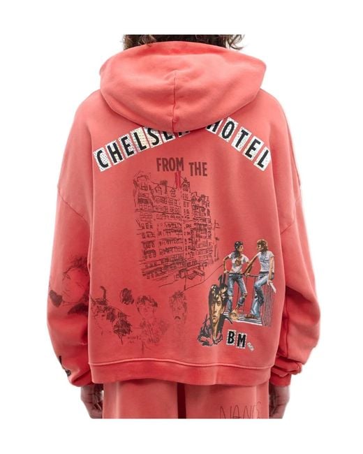 Paly Hollywood Red Patterned Printed Hoodie for men