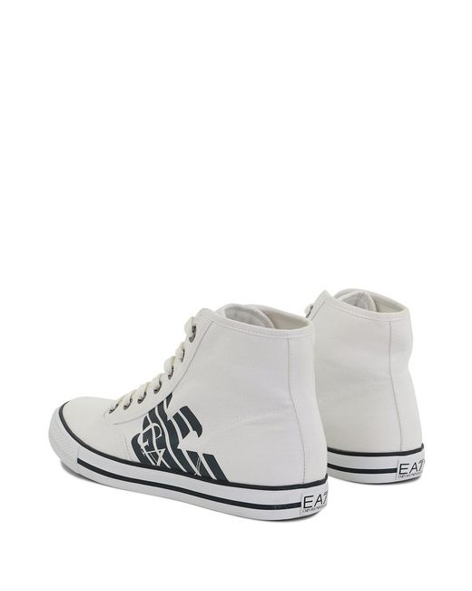 EA7 White Logo High-Top Casual Sneakers for men
