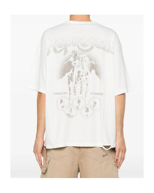 Represent White Short-Sleeved T-Shirt for men