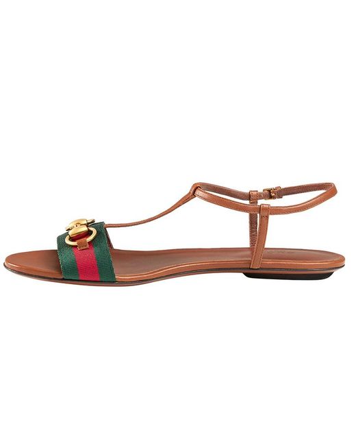 Gucci Brown Ribbon Details Flat-Soled Sandals