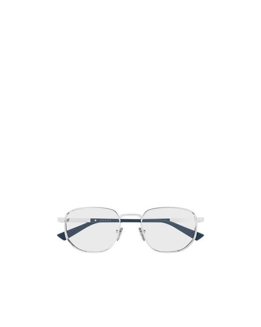 Gucci White Eyewear Panthos Frame Glasses for men