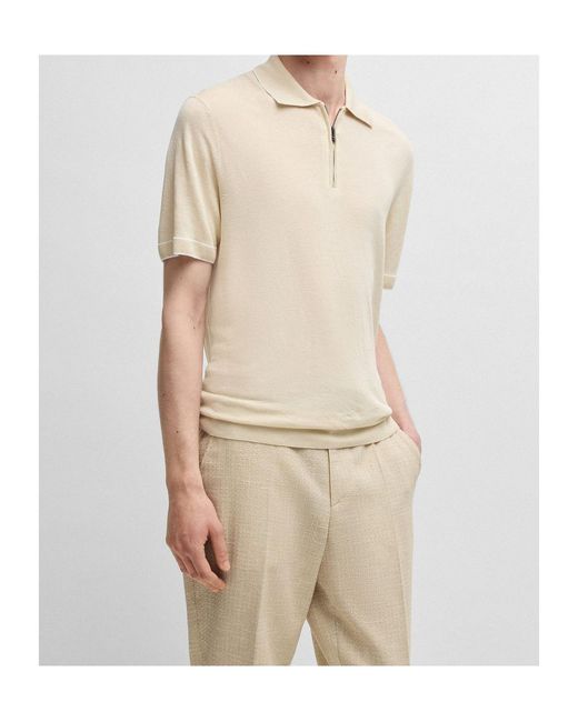 Boss Natural Half-Zip Polo Shirt for men