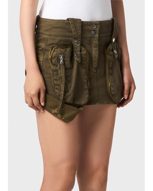 Blumarine Green Pocket-Detail Mini Denim Skirt