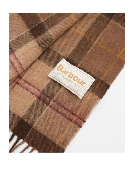 Barbour Brown Tartan Fringed Scarf