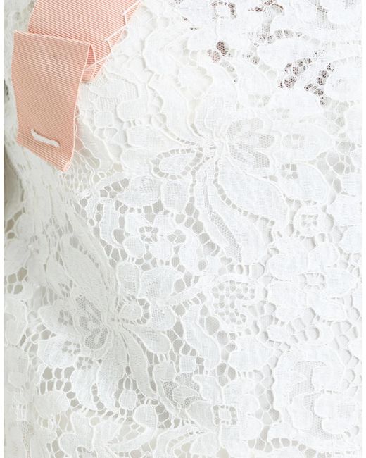 Dolce & Gabbana White Solid-Color Short-Sleeve Lace Top