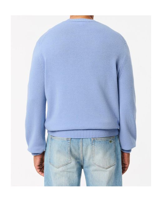 Lacoste Blue Ribbed Crewneck Knitwear for men