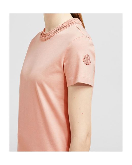 Moncler Pink Crochet Accent T-Shirt