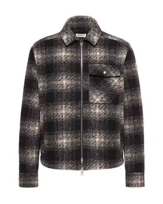 Moncler Black Check Jersey Zip-Up Shirt for men