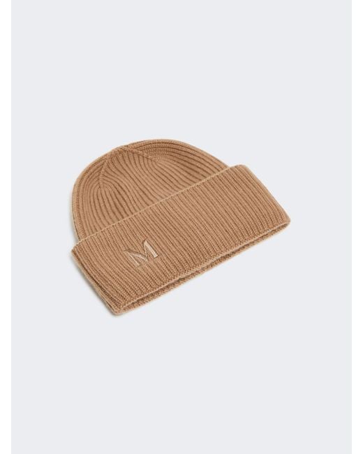 Max Mara Brown Ribbed Cashmere Beanie