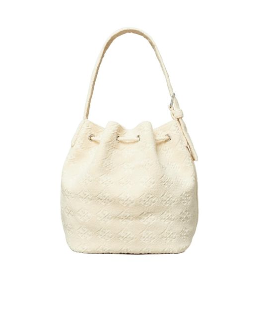 Tory Burch White Textured Bucket Bag