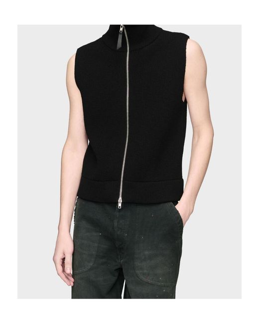 Maison Margiela Black Zip Knit Gilet for men