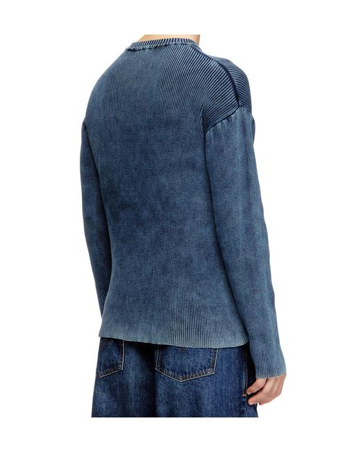 DIESEL Blue K-Darren-D Ribbed Cut-Out Sweater for men