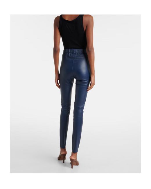 Joseph Blue Leather Leggings