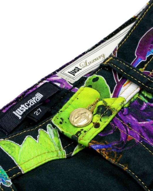 Just Cavalli Green Printed Jeans