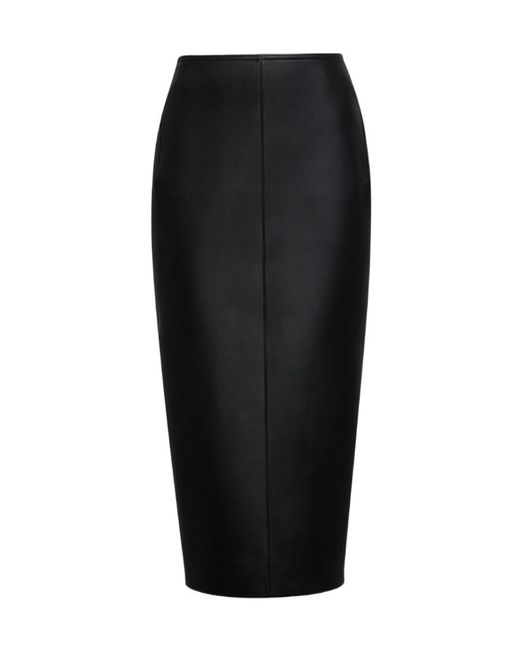 Alaïa Black Leather Midi Skirt