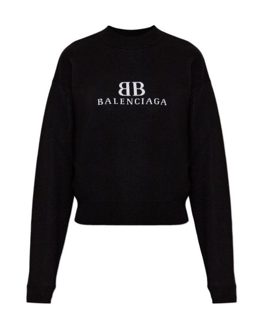 Balenciaga Black Bb Logo Knitted Jumper for men