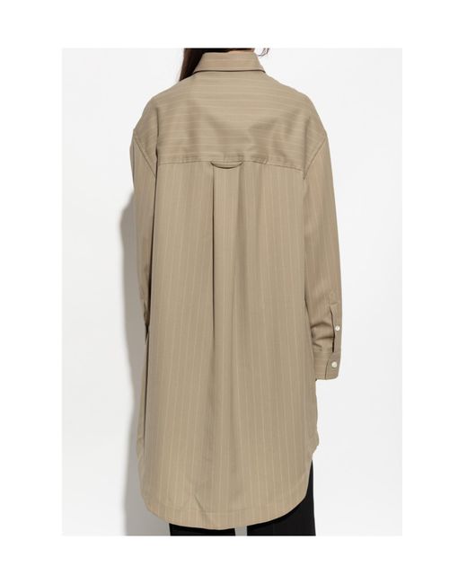 AMI Natural Ami Pinstripe Shirt Dress