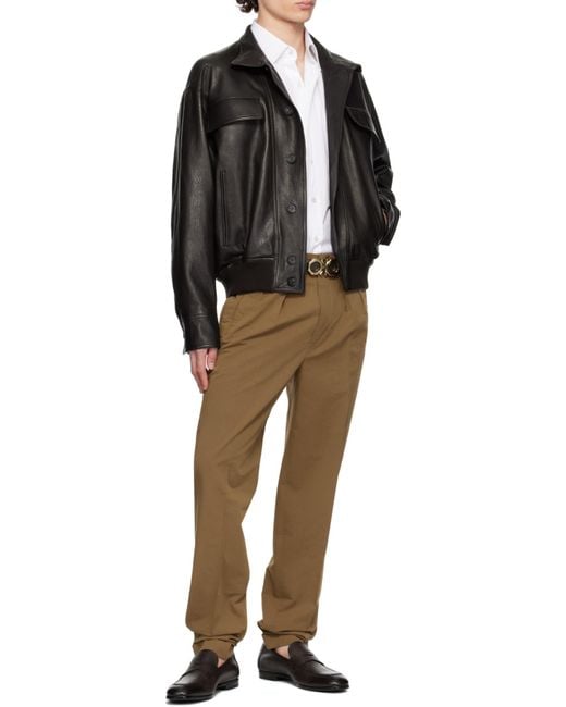 Ferragamo Black Leather Jacket for men