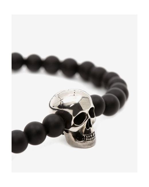 McQueen Multicolor Skull Charm Bead-Detailed Bracelet for men