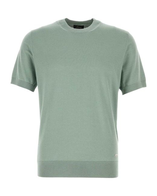 Brioni Green Fine Knit T-Shirt for men