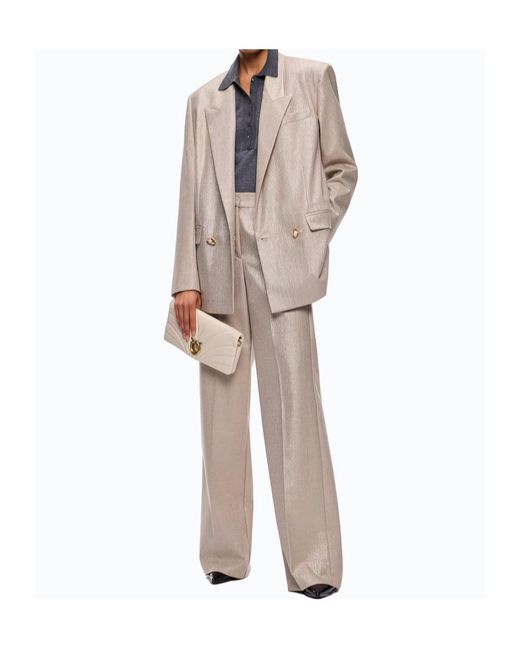 Pinko Natural Metallic Double-Breasted Blazer