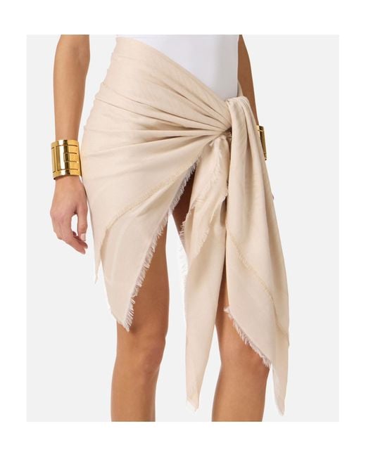Elisabetta Franchi White Printed Pattern Square Scarf
