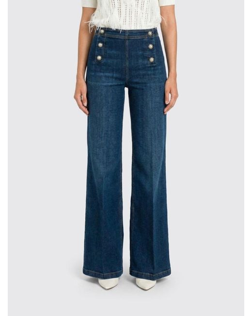 Twinset Blue Jeans With Stitching Details