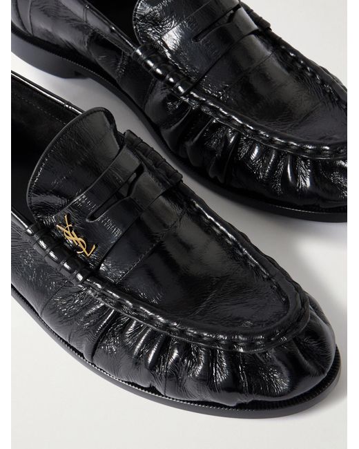 Saint Laurent Black Le Loafer Logo Plaque Slip-On Loafers