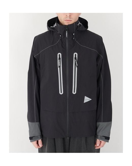 And Wander Black Hooded Casual Jacket for men