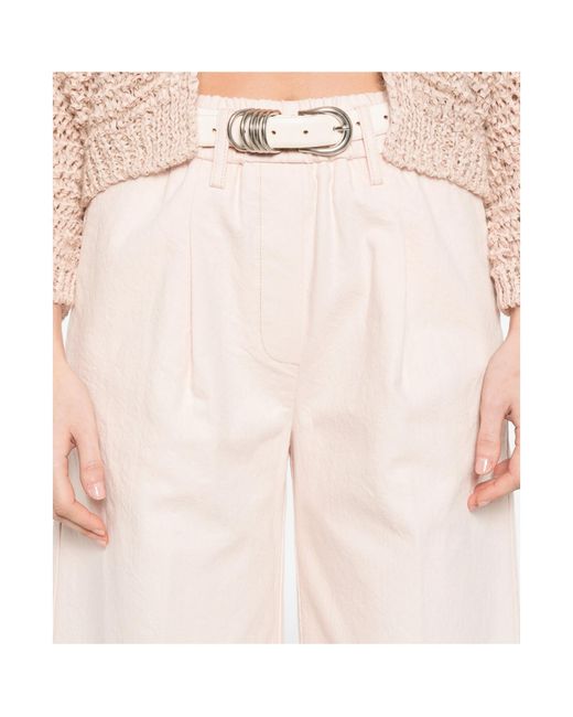 Forte_forte White Elastic Waist Casual Pants