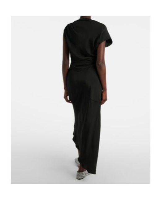 Proenza Schouler Black Hallie Draped Midi Dress