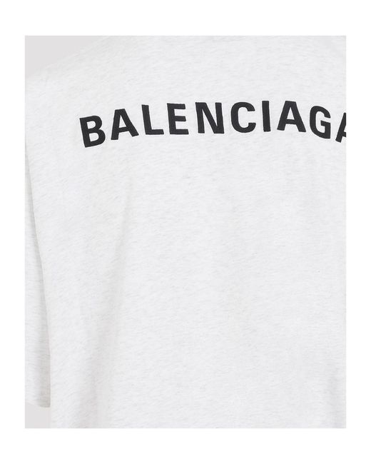 Balenciaga White Logo Printed Medium Fit T-Shirt for men