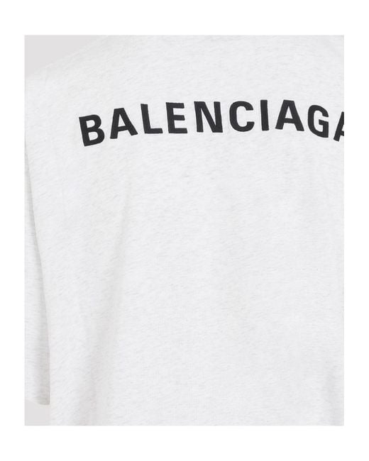 Balenciaga White Logo Printed Medium Fit T-Shirt for men