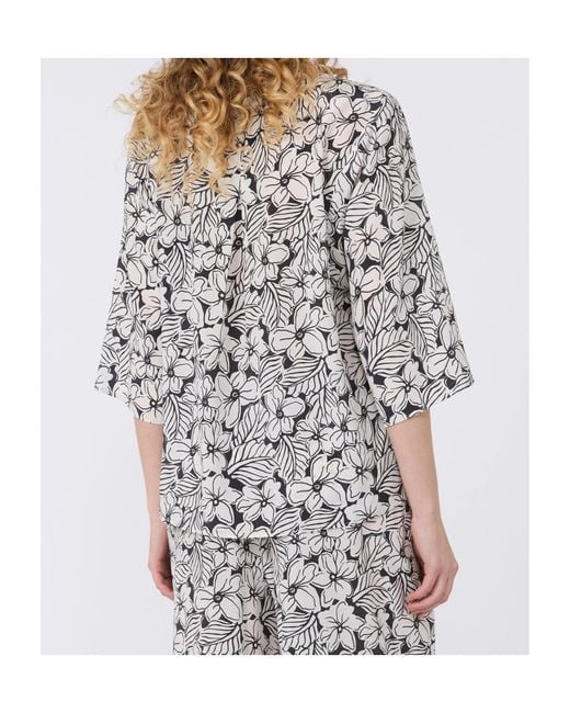 Weekend by Maxmara White Floral-Print Silk Blouse