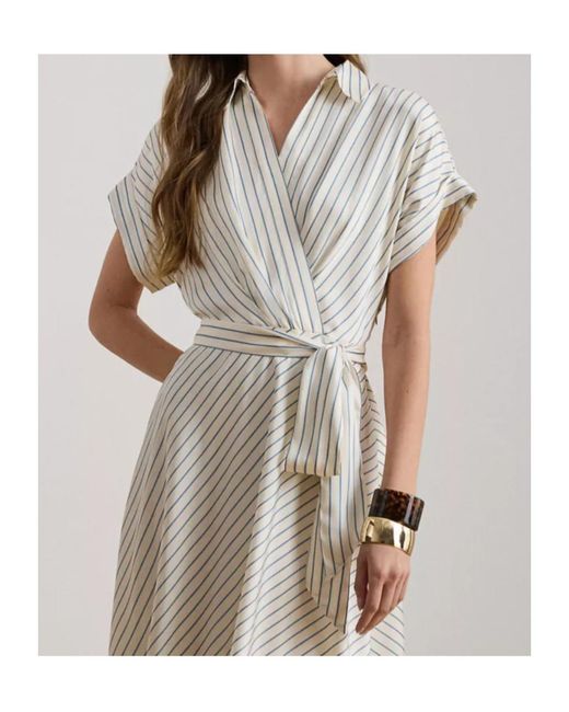 Ralph Lauren Natural Lauren Striped Wrap Dresses