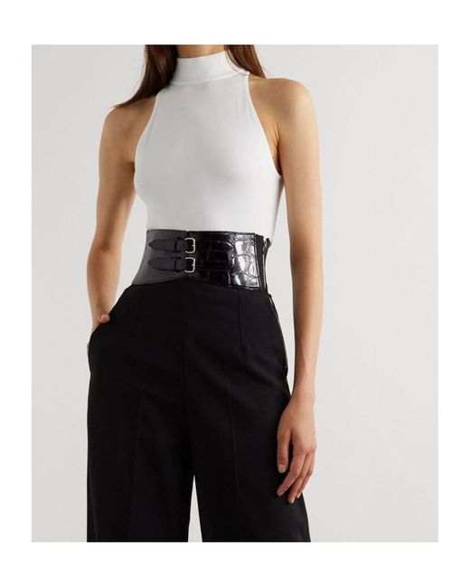 Alaïa White Alaïa High-Neck Sleeveless Bodysuit