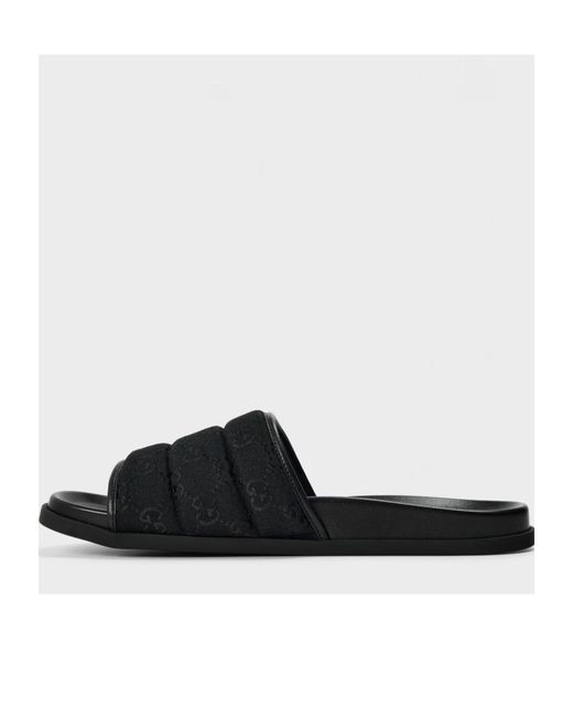 Gucci Black Logo Slippers for men
