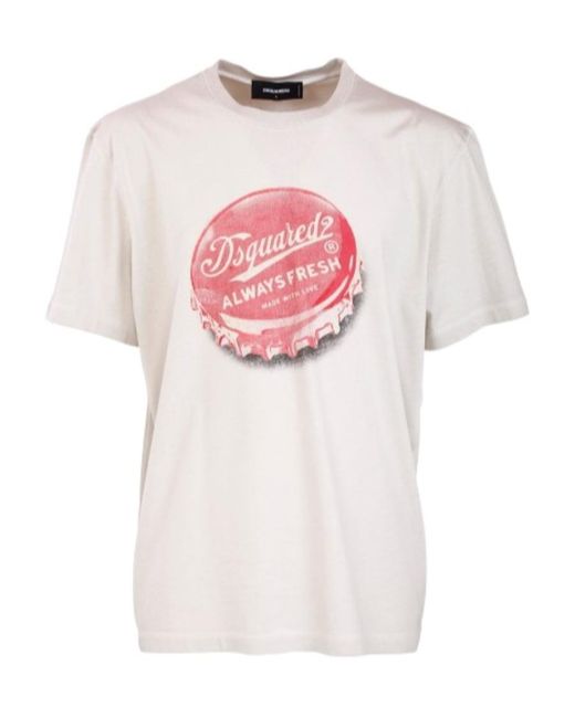 DSquared² White Logo Printed Crewneck T-Shirt for men